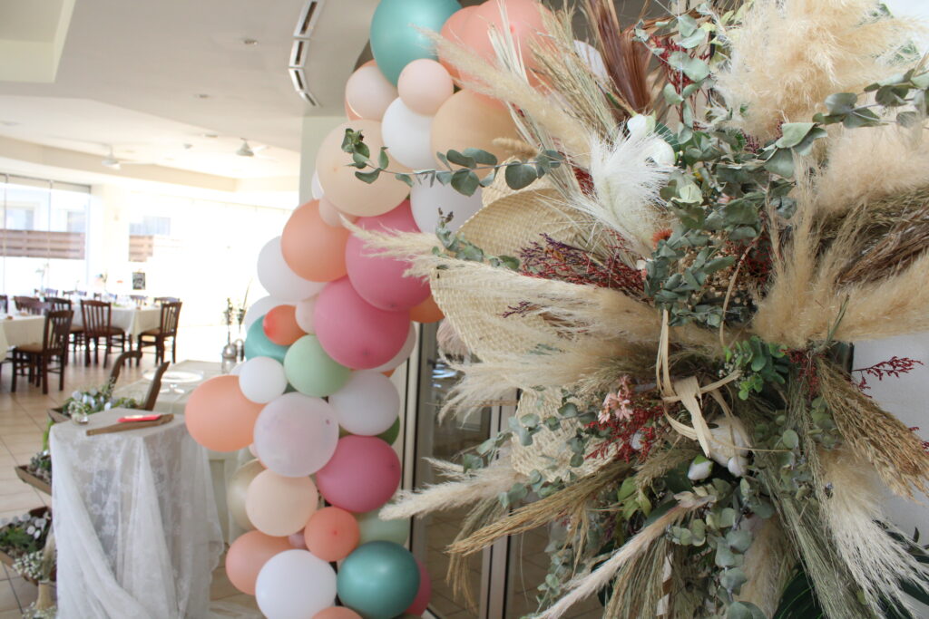 helium gas balloon arch baptism christening decor decorations party Cyprus hire rental Ayia Napa