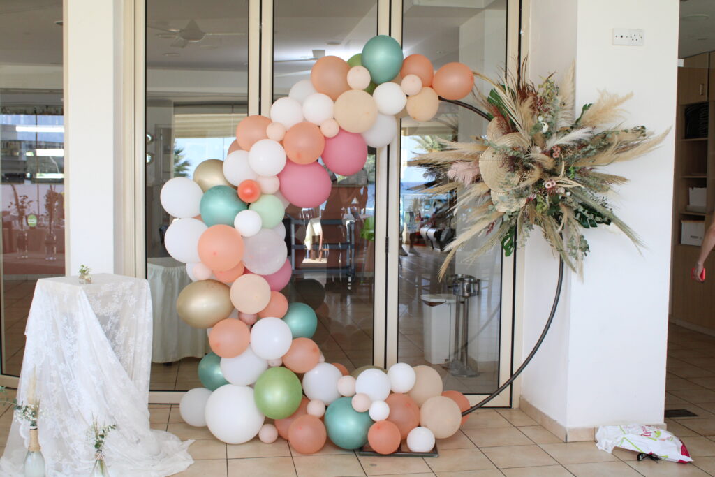helium gas balloon arch baptism christening decor decorations party Cyprus hire rental