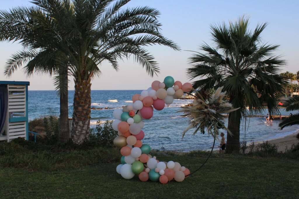 helium gas balloon arch baptism christening decor decorations party Cyprus hire rental