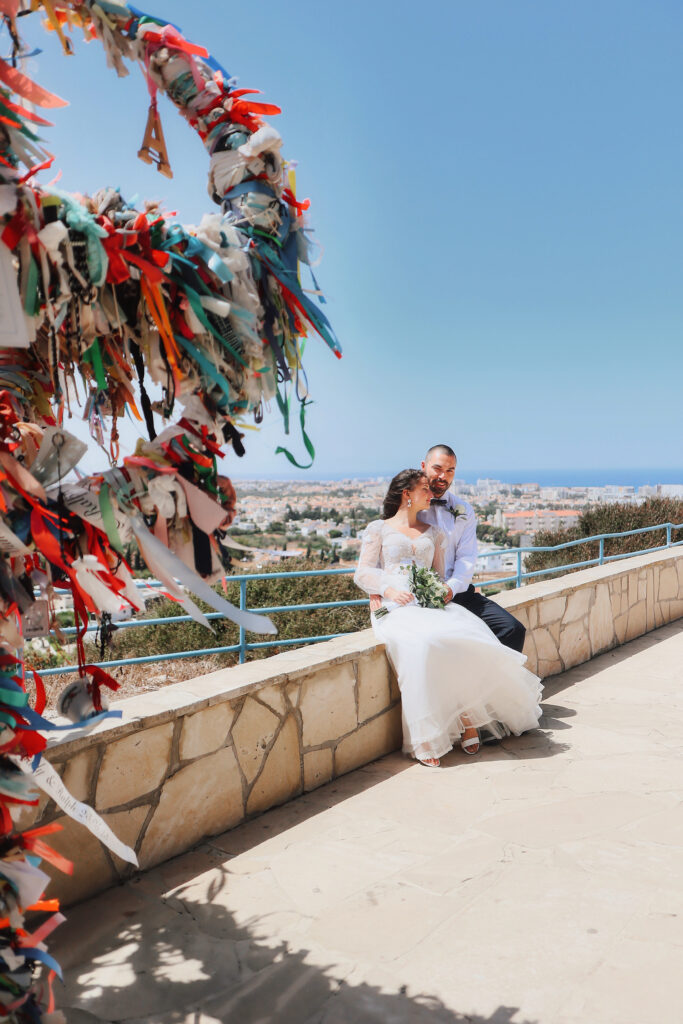 Saint Profitis Ayios Elias church Protaras wedding symbolic ceremony beautiful married couple bride in a white dress