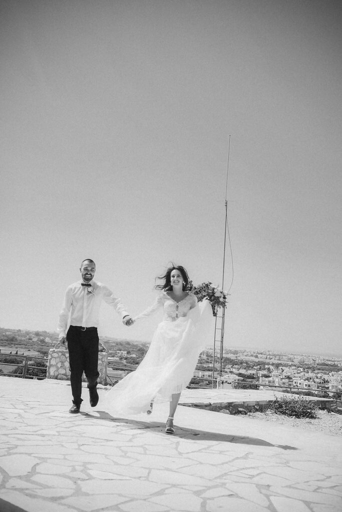 happy married couple wedding ceremony by the sea church Ayia Napa Cyprus private unique planner