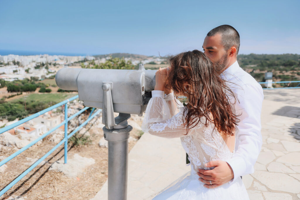 funny bride and groom photoshoot Profitis Elias Protaras Cyprus private ceremony