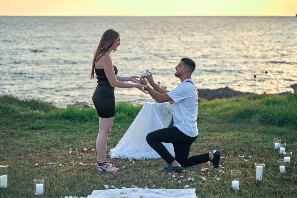 sunset marriage proposal engagement Cyprus