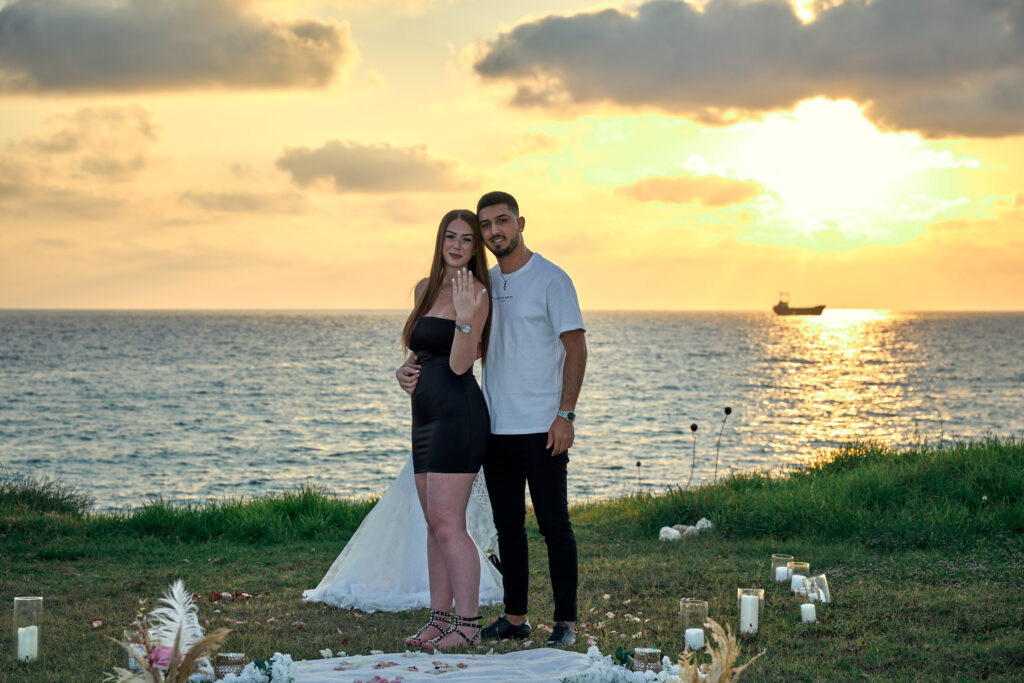 engaged couple sunset marriage proposal engagement Paphos Ayia Napa