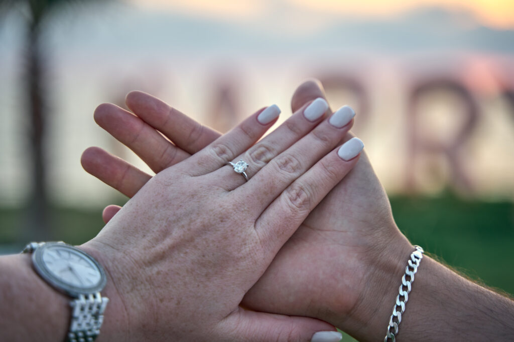 hands with engagement ring Cyprus marriage proposal