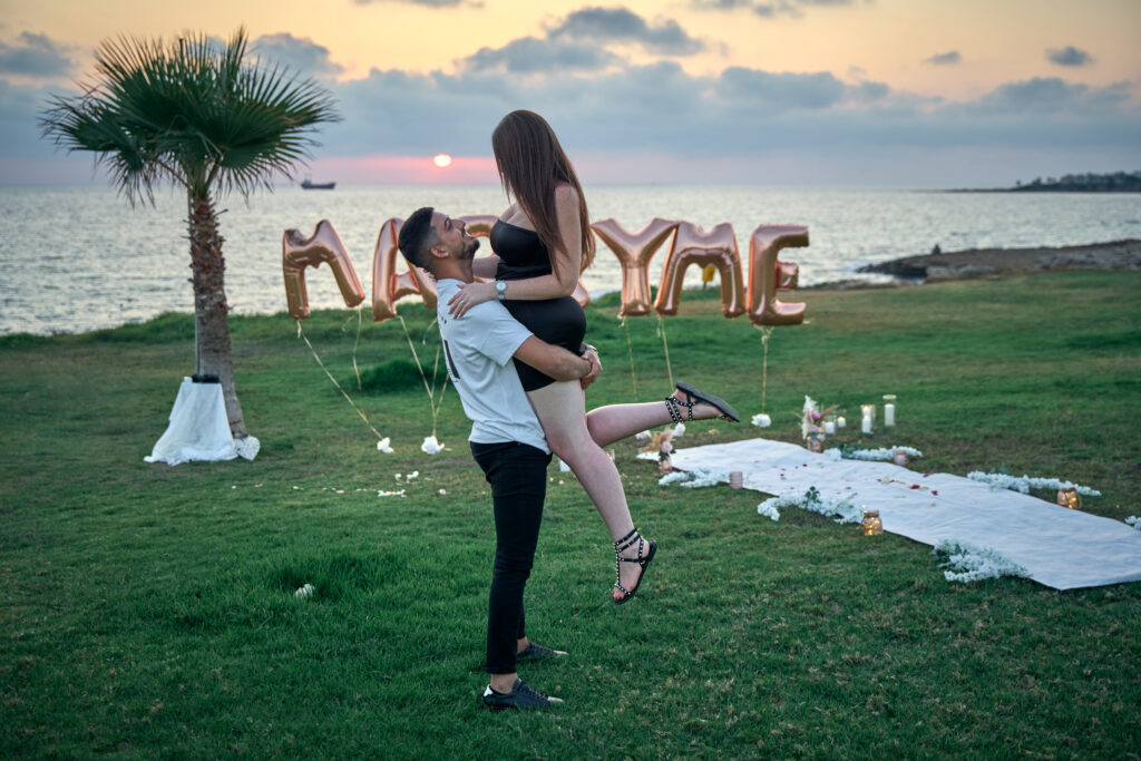 engagement Cyprus marriage proposal surprise marry me decorations