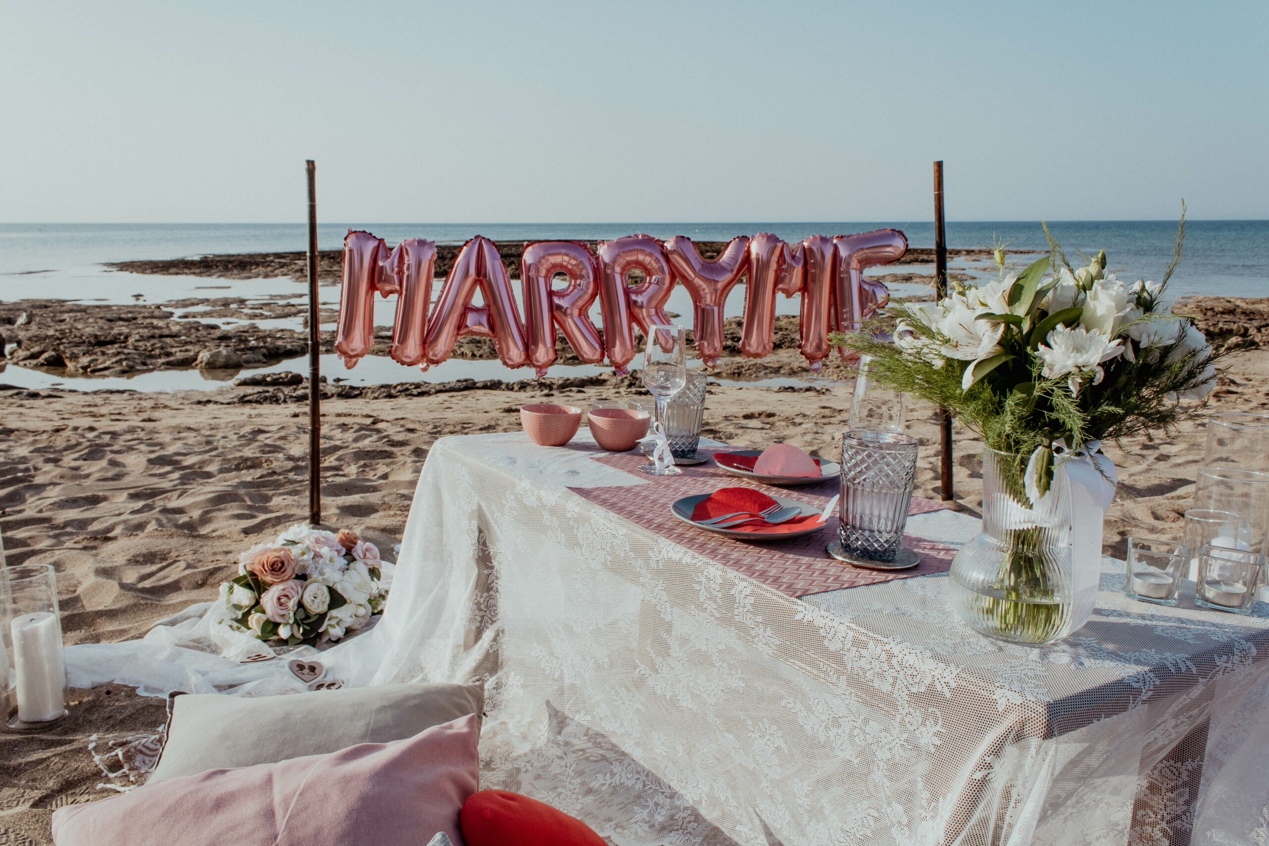 marriage proposal by the sea Cyprus Ayia Napa picnic