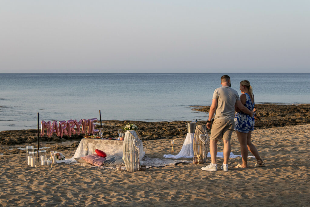 surprise proposal marriage Cyprus Ayia Napa Protaras beach picnic engagement