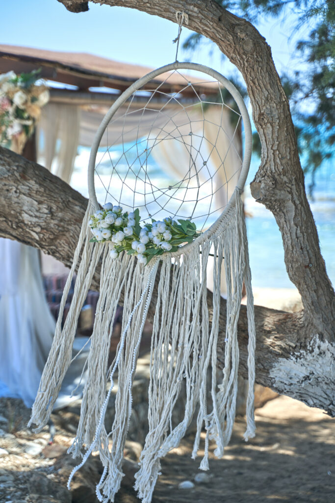 Ammos Kampouri Ayia Napa beach wedding dream catcher decorations hire rental