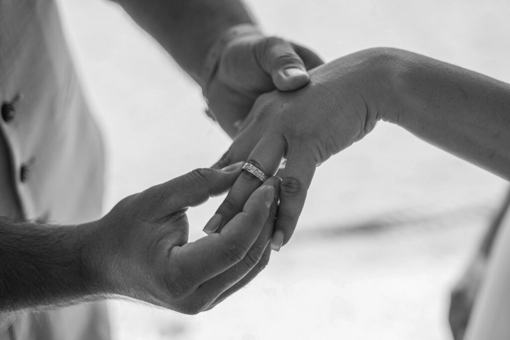 couple exchanging rings Ammos Kampouri Ayia Napa beach wedding