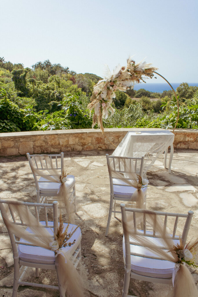 Lemba Vrisi Paphos Cyprus wedding private venue ceremony boho decoration hire