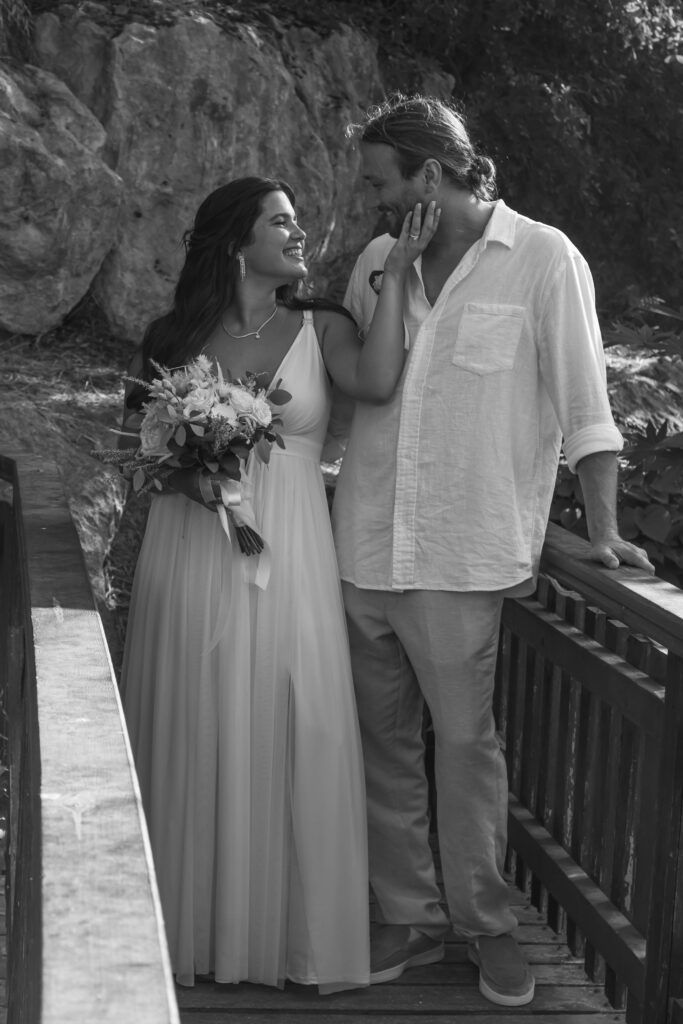 black and white photograph married couple romantic private wedding Cyprus elopment