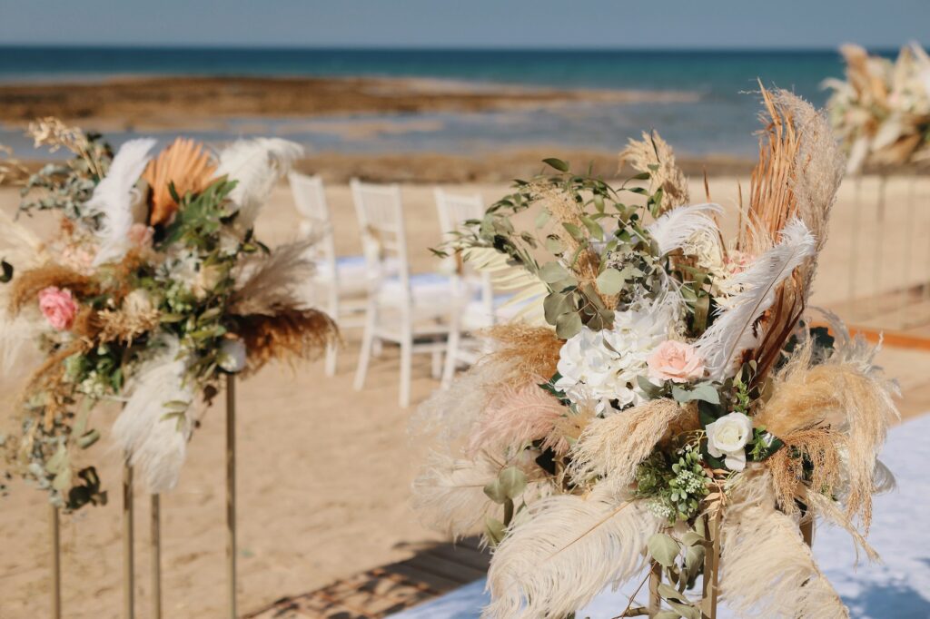 Boho floral beach wedding decorations Cyprus