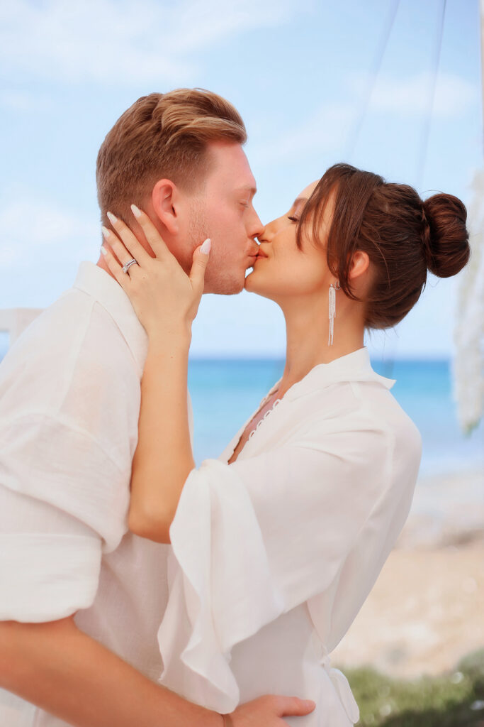 married couple wedding in Cyprus beach ceremony