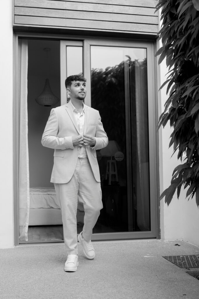 groom getting ready for wedding Mazotos