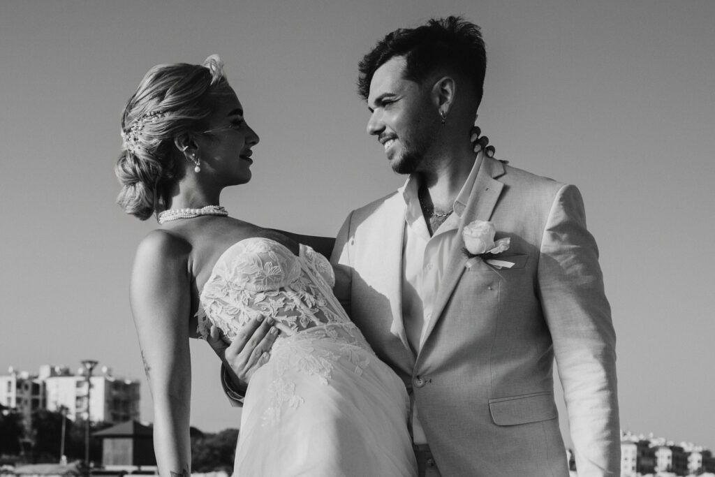 black and white wedding photo Cyprus