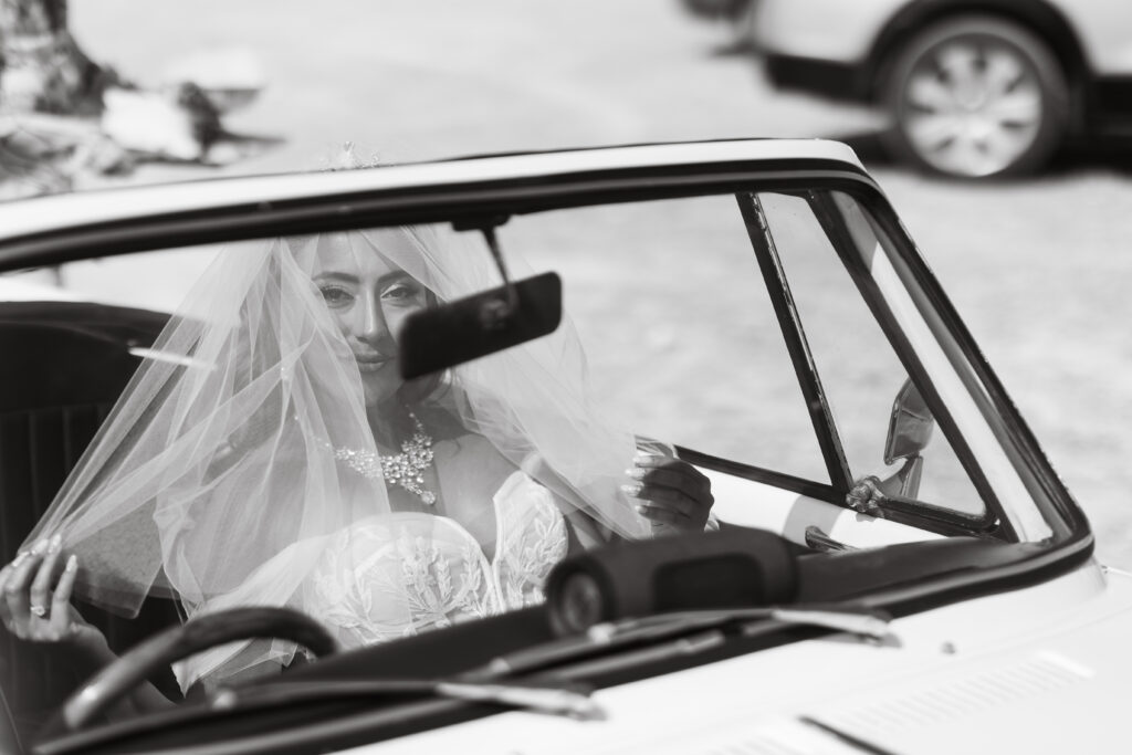 bride in a vintage car Cyprus photographer