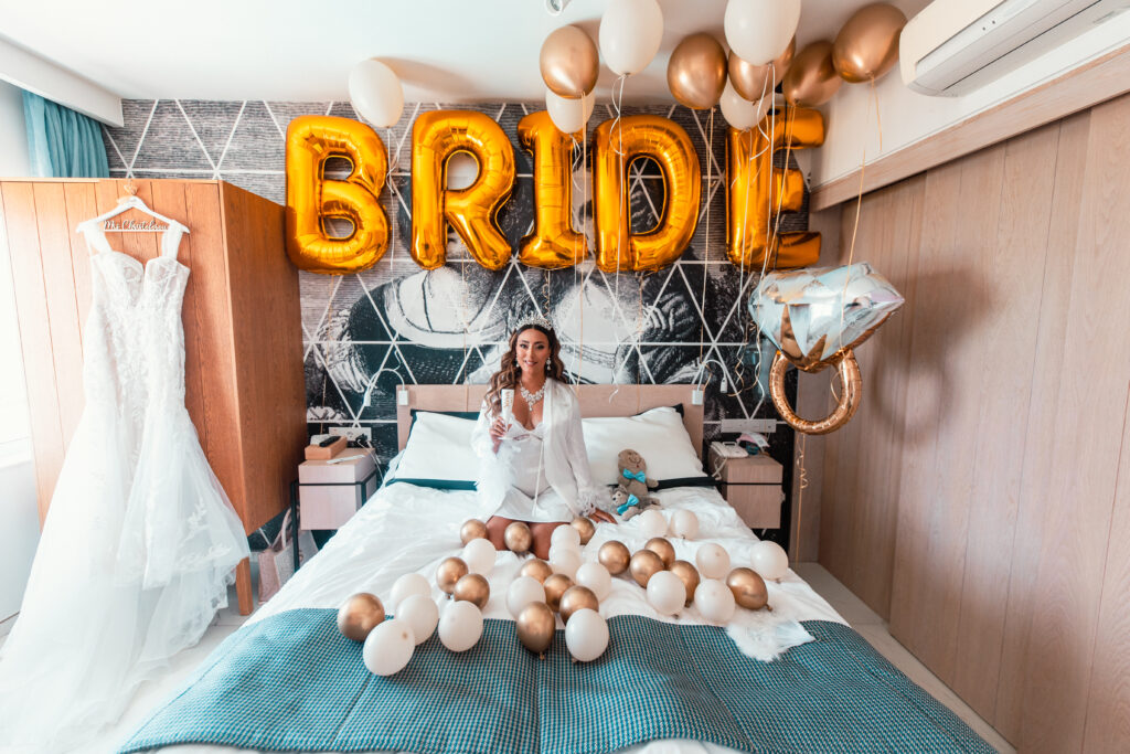 bride getting ready hotel Protaras wedding Cyprus balloons