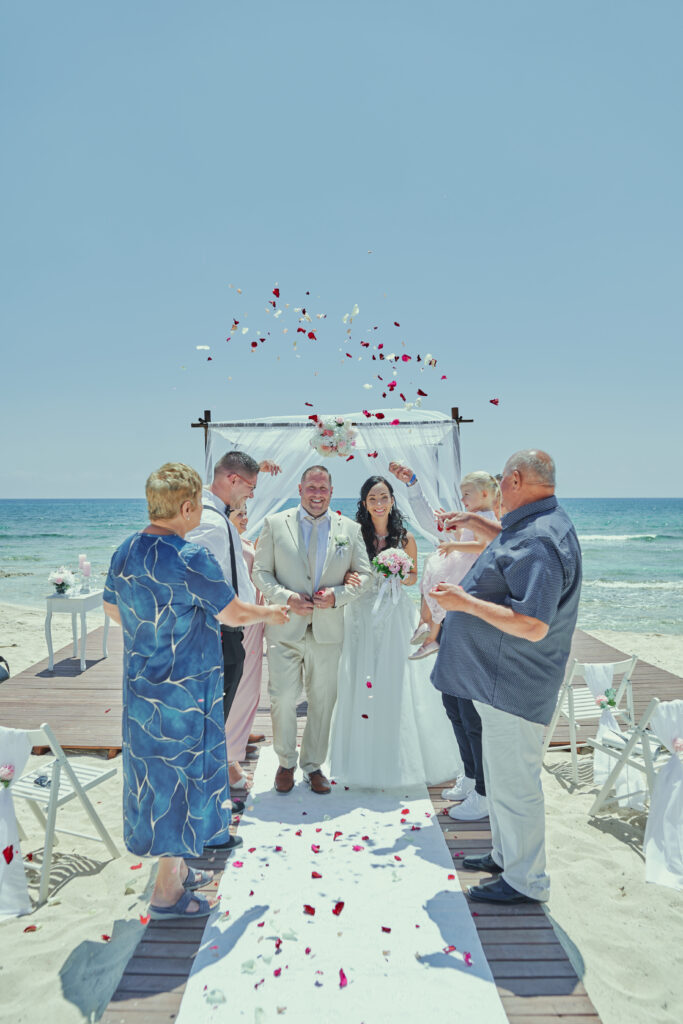 Sirens beach Ayia Thekla Cyprus wedding ceremony intimate small family