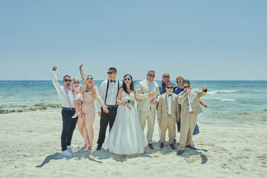 happy family beach wedding photoshoot ceremony Sirens Ayia Napa Cyprus
