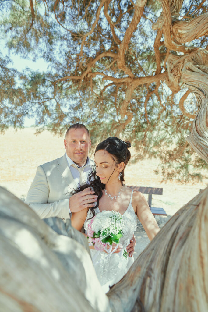 unique romantic wedding photography at Lovers Tree. One of the most famous tourist spots in Ayia Napa and Protaras Cyprus
