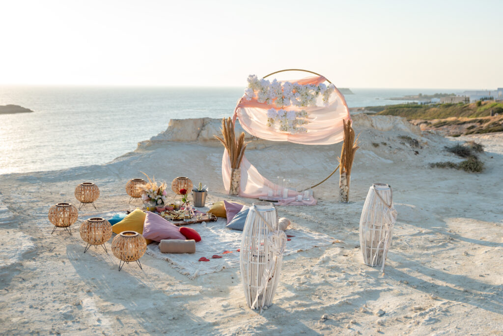 Romantic sunset marriage proposal Paphos Ayia Napa Cyprus