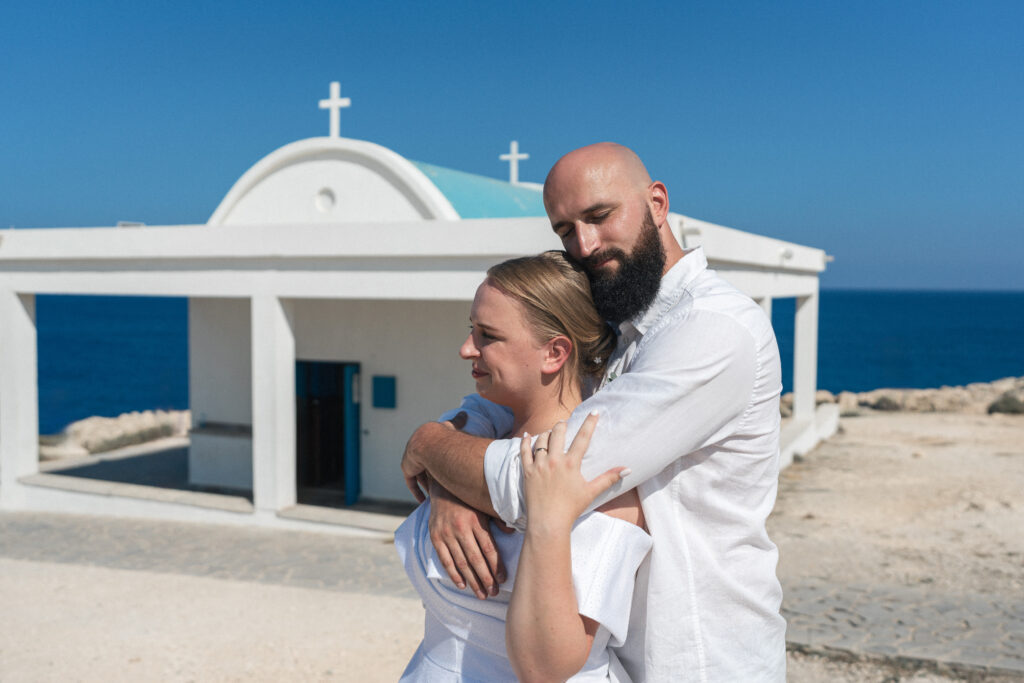 74101320-Edit_www.happyimagescyprus.com romantic wedding photoshoot next to Ayioi Anargiroi white and blue chapel near Protaras in Cyprus