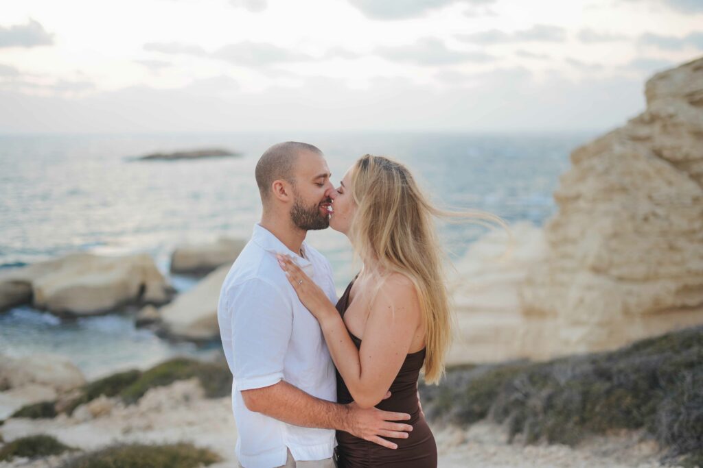 romantic sunset marriage proposal photoshoot in Cyprus