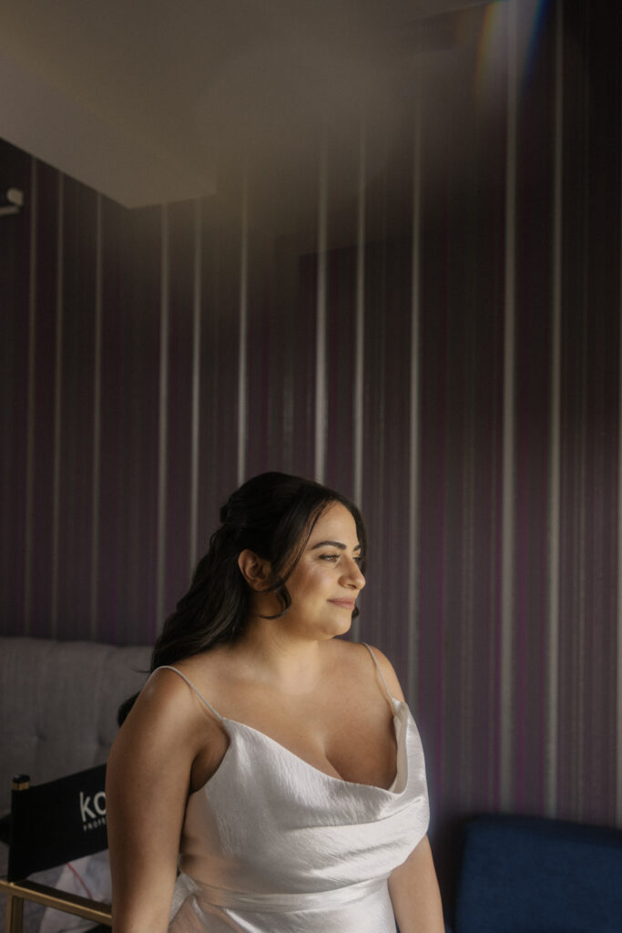 beautiful bride getting ready at the villa in Cyprus