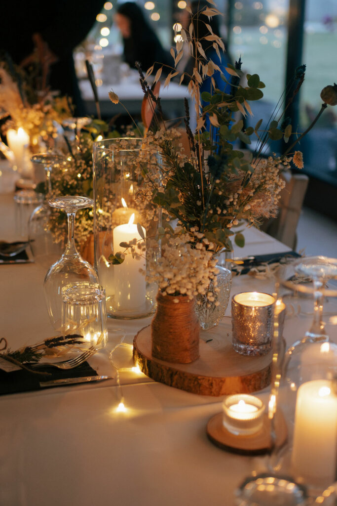 candlelit boho rustic wedding dinner decorations in Cyprus