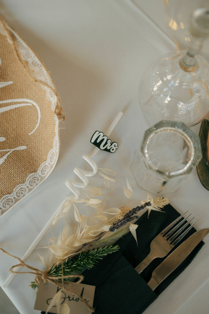 funny wedding favors photos in Cyprus with the straw saying Mrs