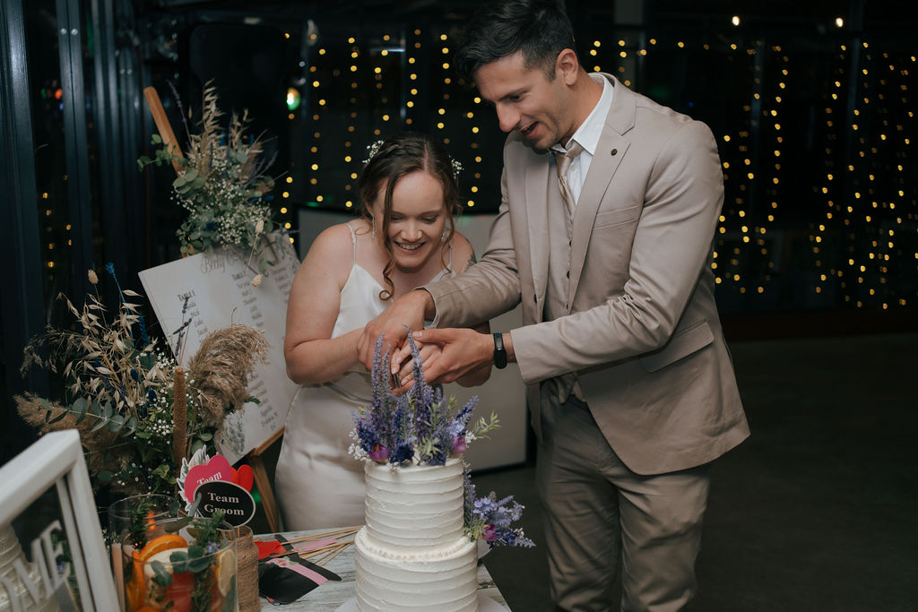 luxury cake cutting during the wedding in Cyprus