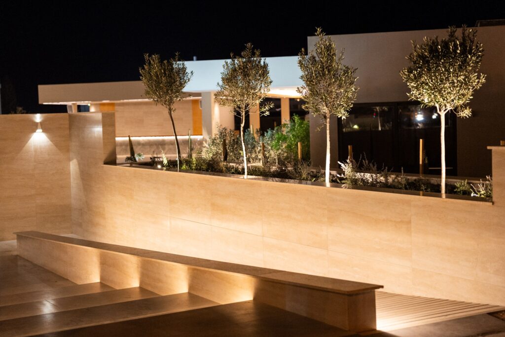 evening photo of the light at Olea wedding and event venue in Protaras Cyprus