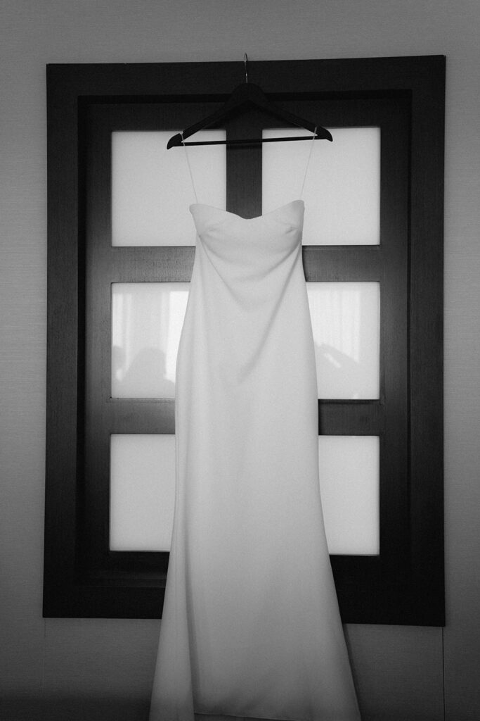 Image of a plain simple white bridal dress