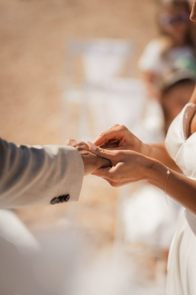 Cyprus wedding bride and groom changing the rings